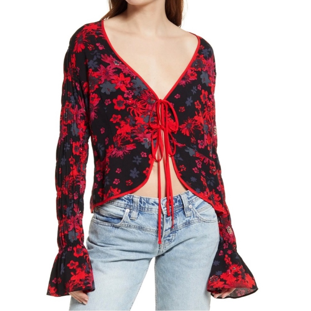 Free People | Venice Floral Tie Front Top size S - Picture 5 of 7